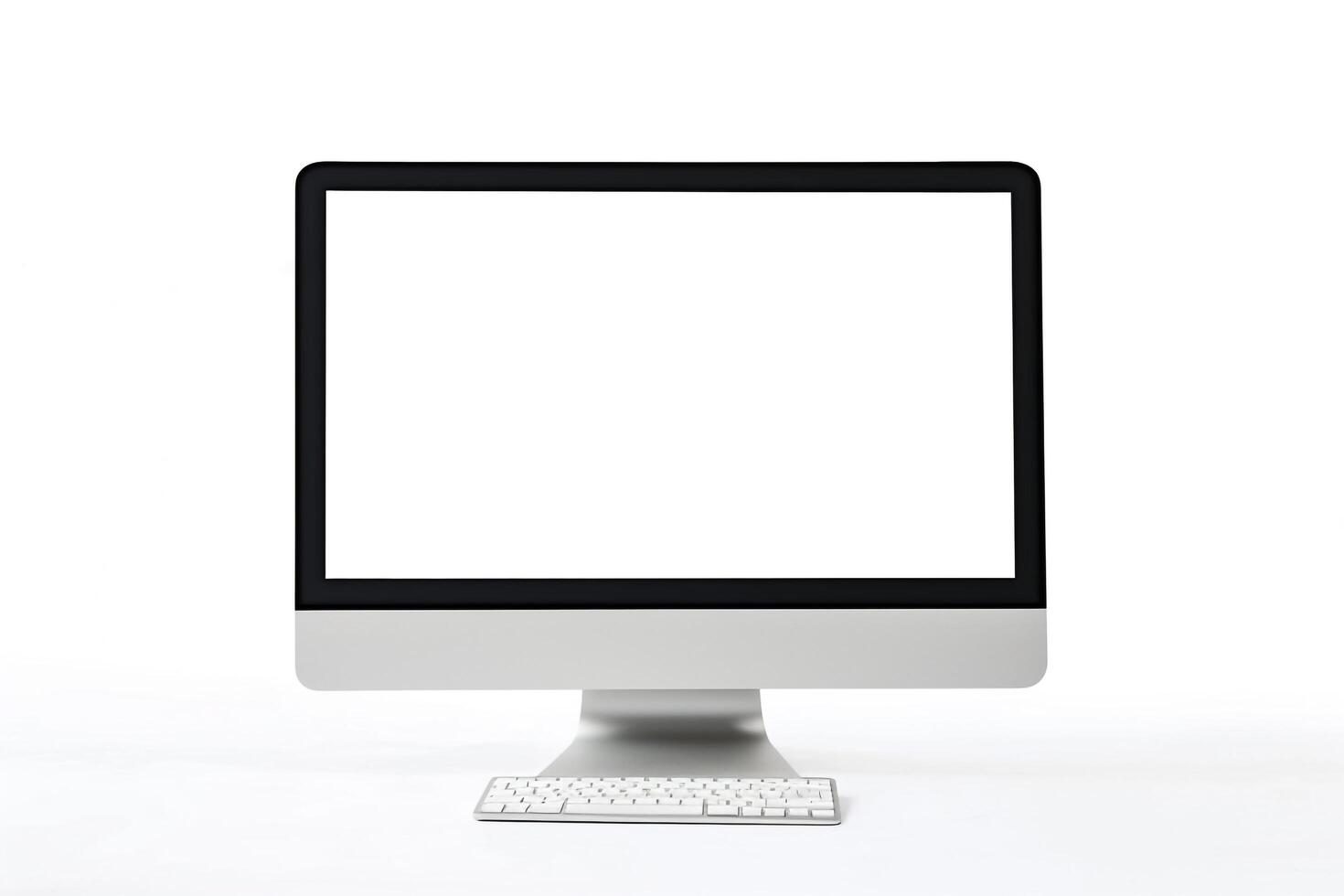 Desktop Computer Mockup with High Tech  Background photo