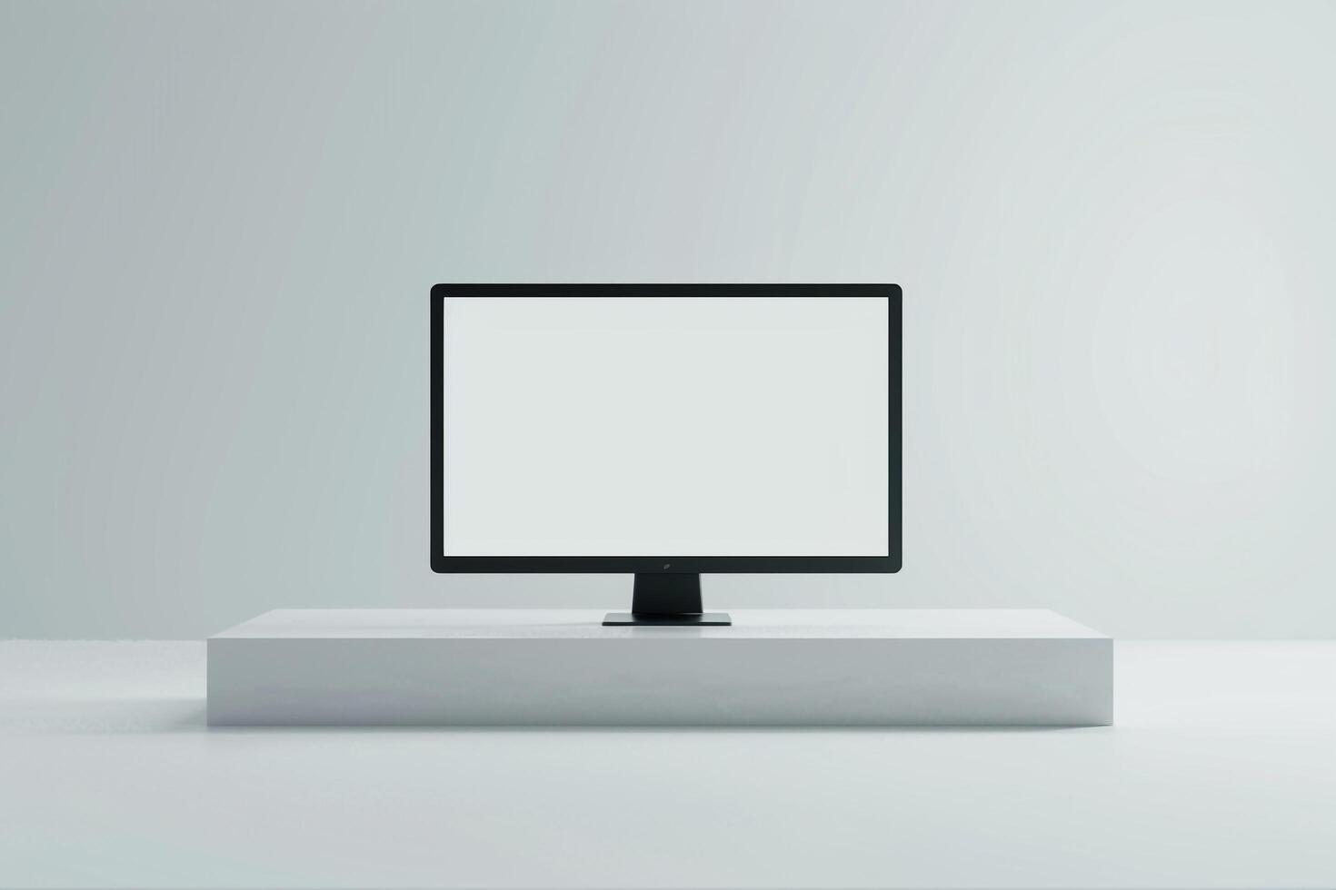 Desktop Computer Mockup with  Tech Background photo