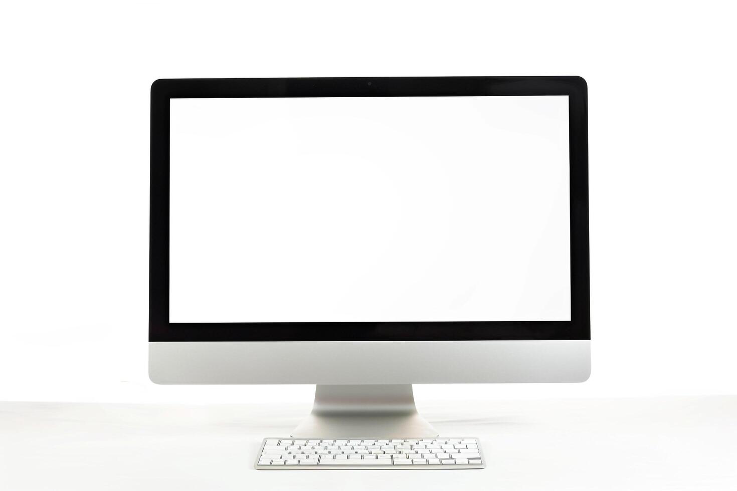 Professional Desktop Computer Mockup with  Tech Background photo