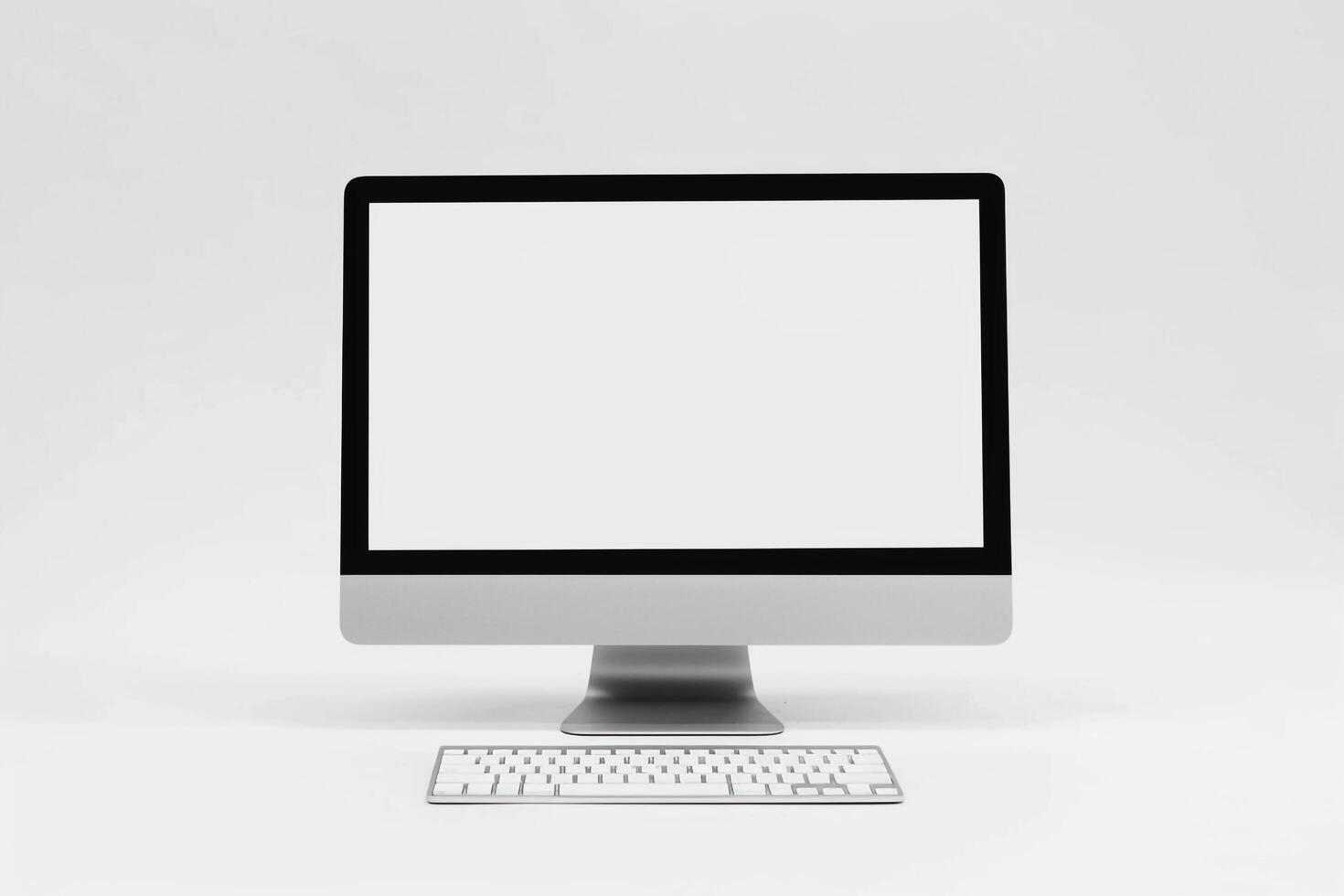 Desktop Computer Mockup with  Digital Background photo