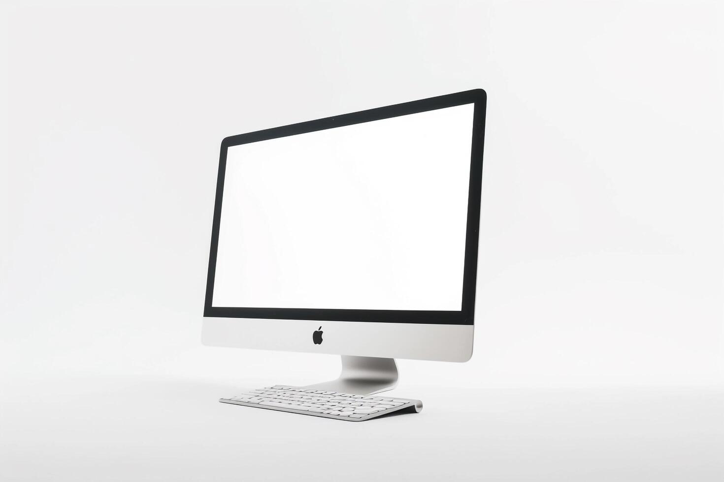 Desktop Computer Mockup with  High Tech Background photo