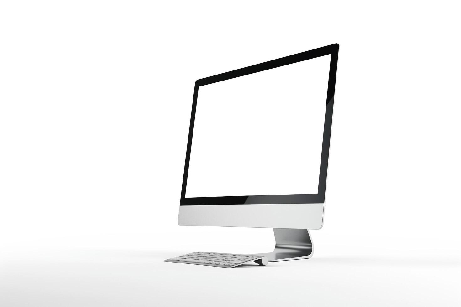 Desktop Computer Mockup with Stylish Tech Background photo