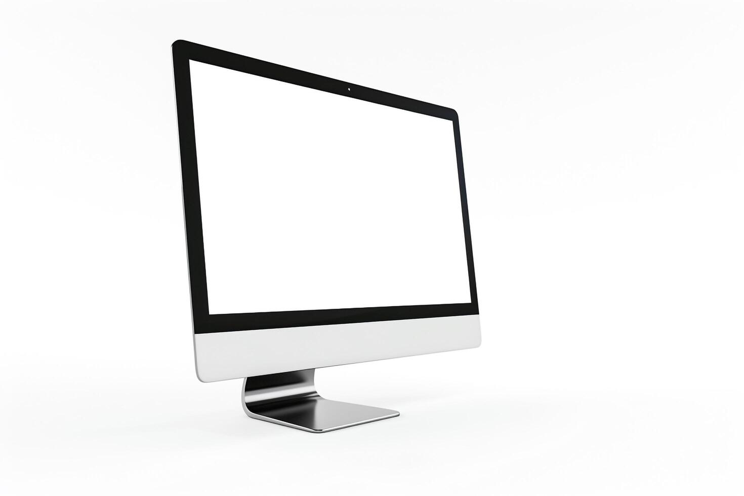 Desktop Computer Mockup with High Tech Stylish Background photo