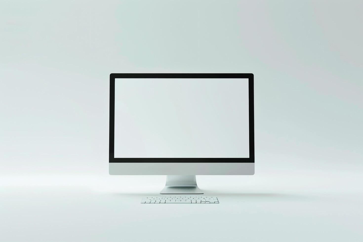 Professional Desktop Computer Mockup with   Tech Background photo