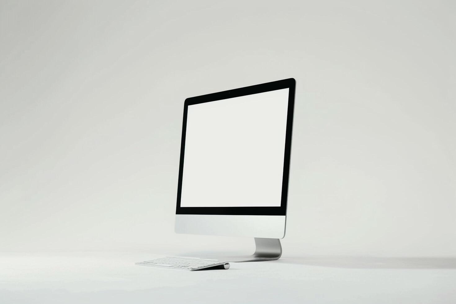 Desktop Computer Mockup with High Tech Stylish Background photo