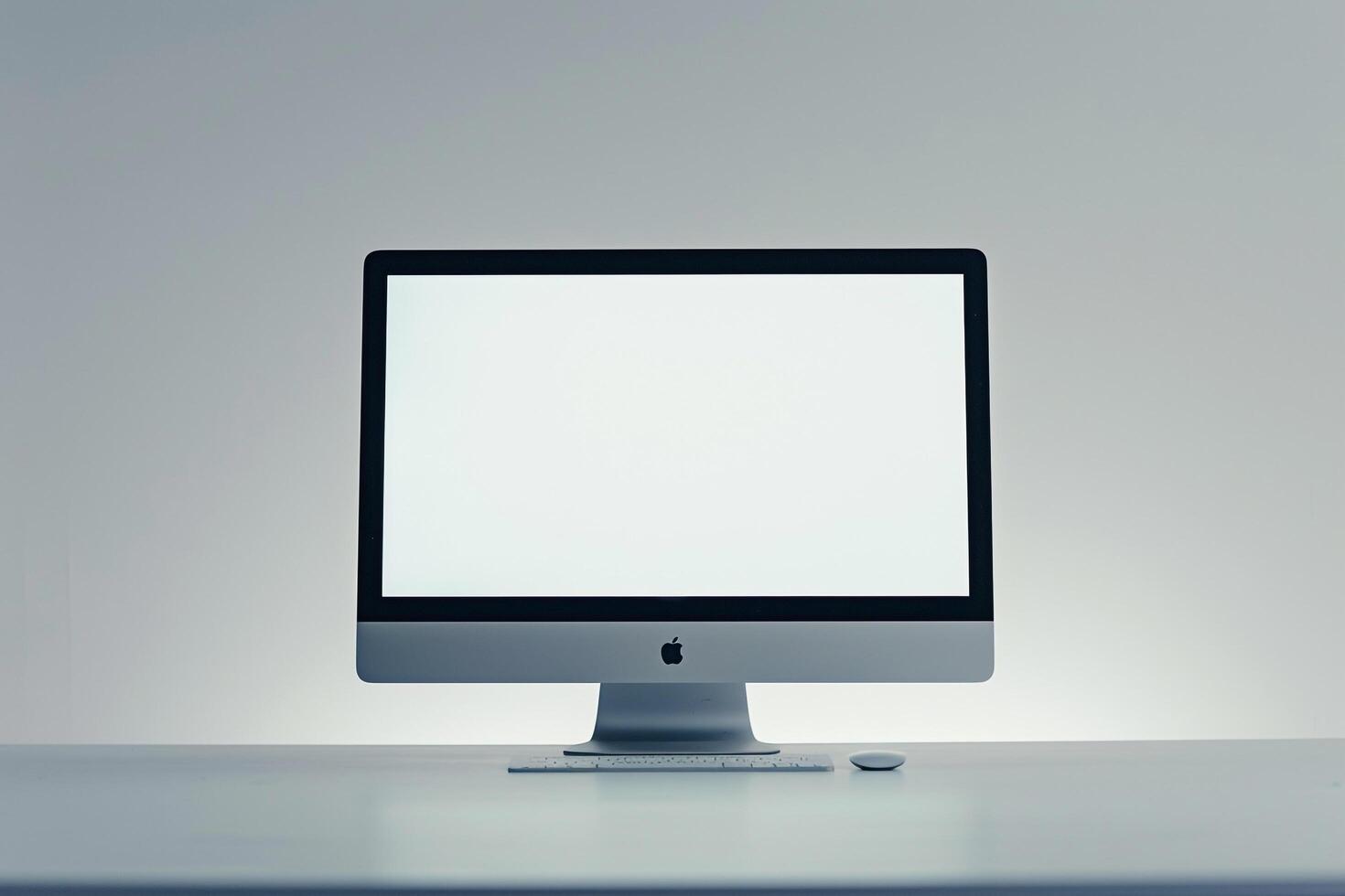 Stylish Desktop Computer Mockup with High Tech  Background photo