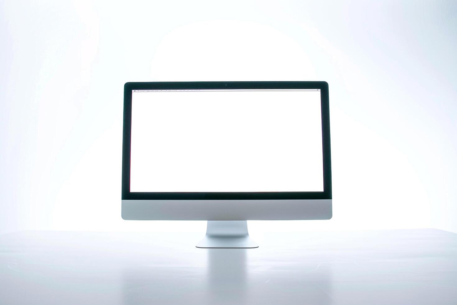 Desktop Computer Mockup with Stylish High Tech Background photo