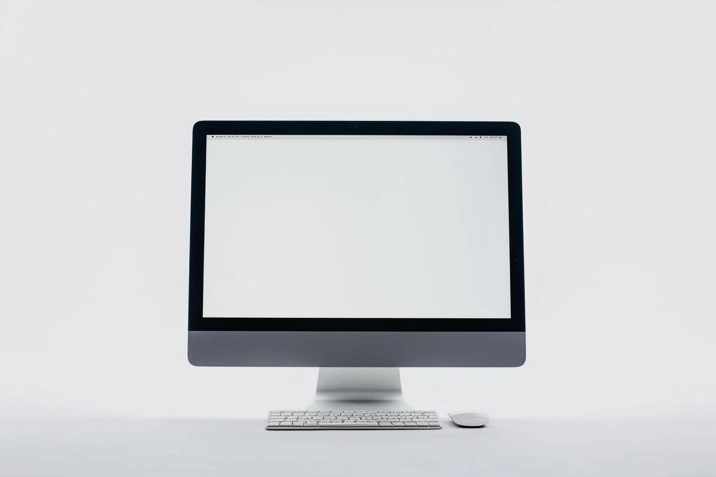 Desktop Computer Mockup with  Professional Tech Background photo