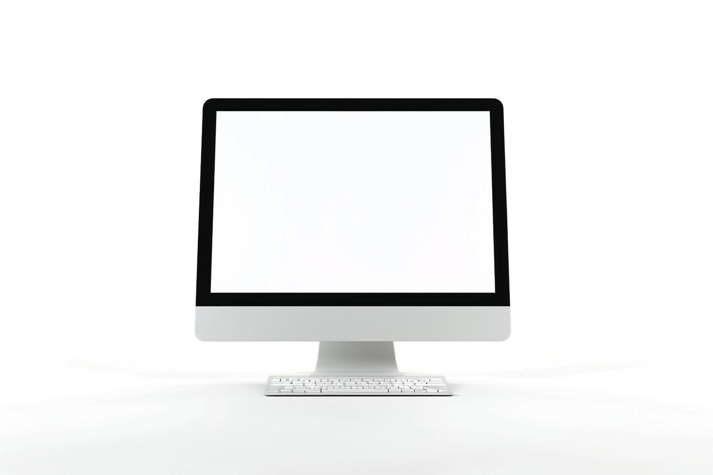 Desktop Computer Mockup with High Tech Stylish Background photo