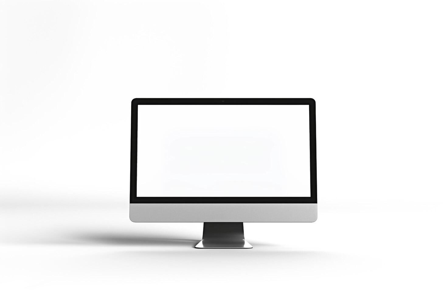 Desktop Computer Mockup with  High Tech Background photo