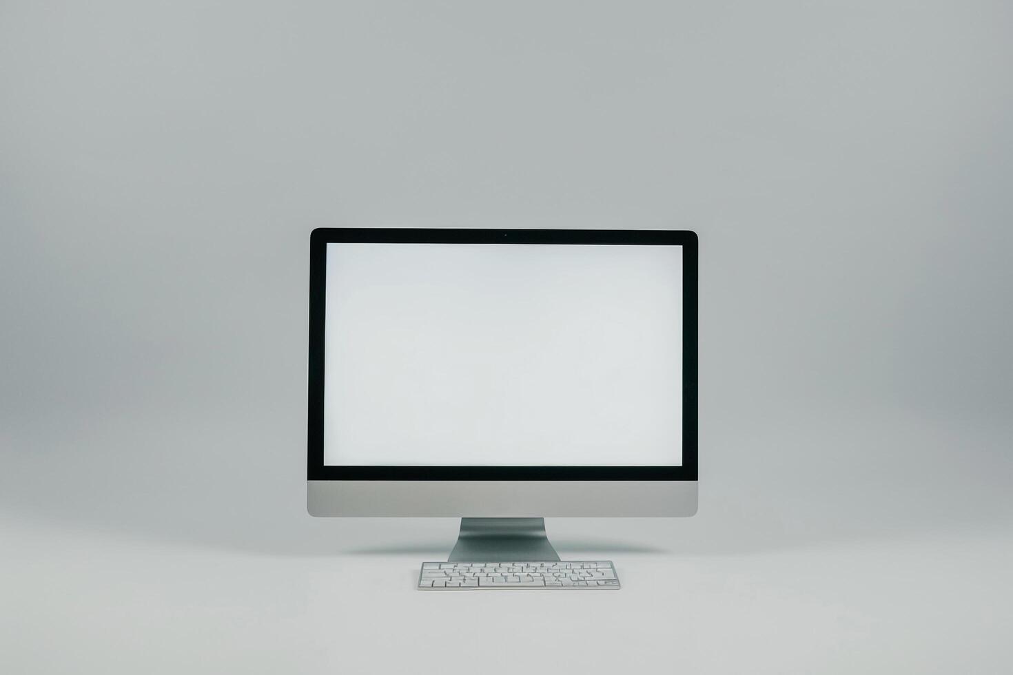 Professional Desktop Computer Mockup with  Tech Background photo
