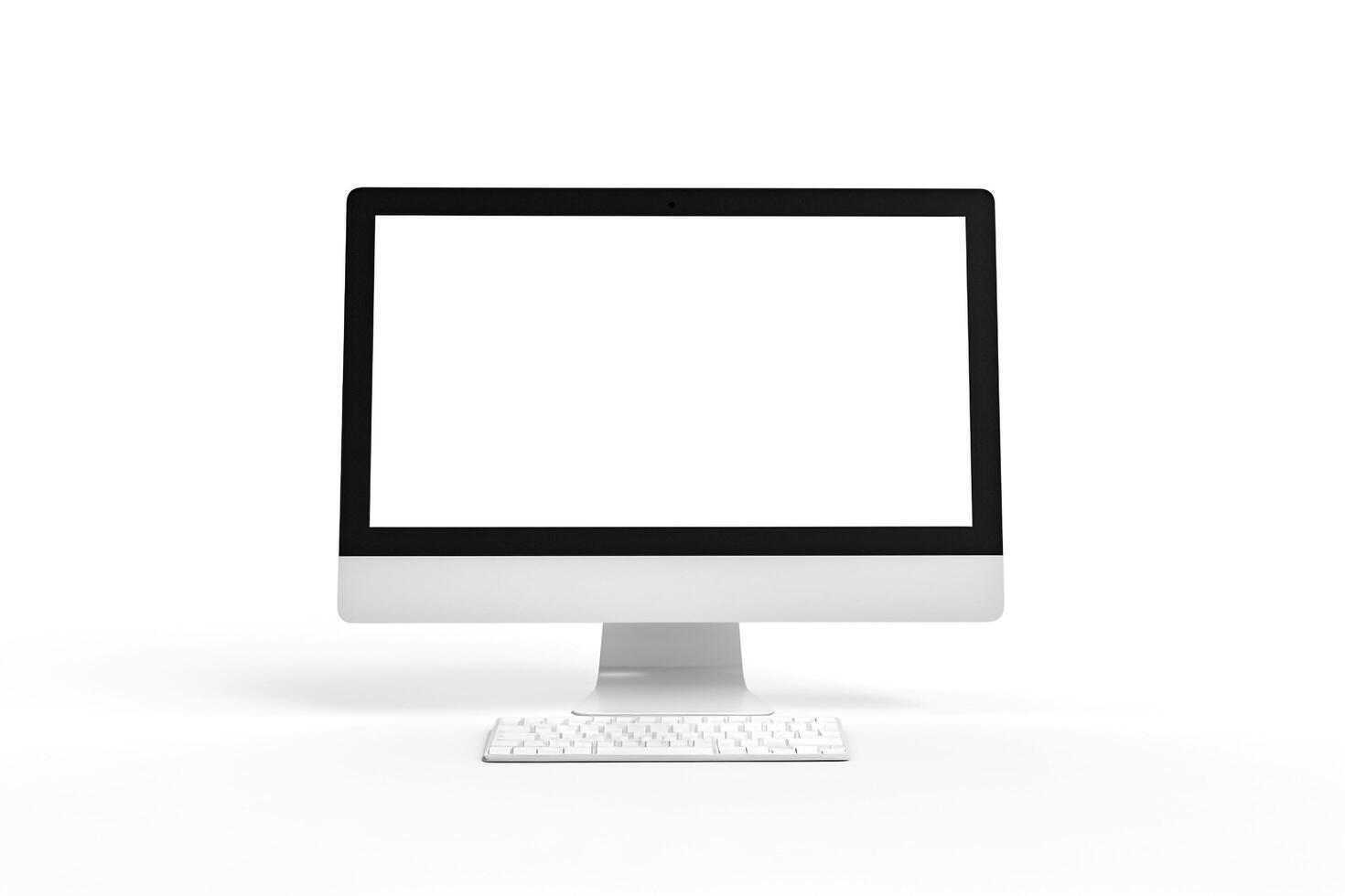 Desktop Computer Mockup with High Tech  Background photo