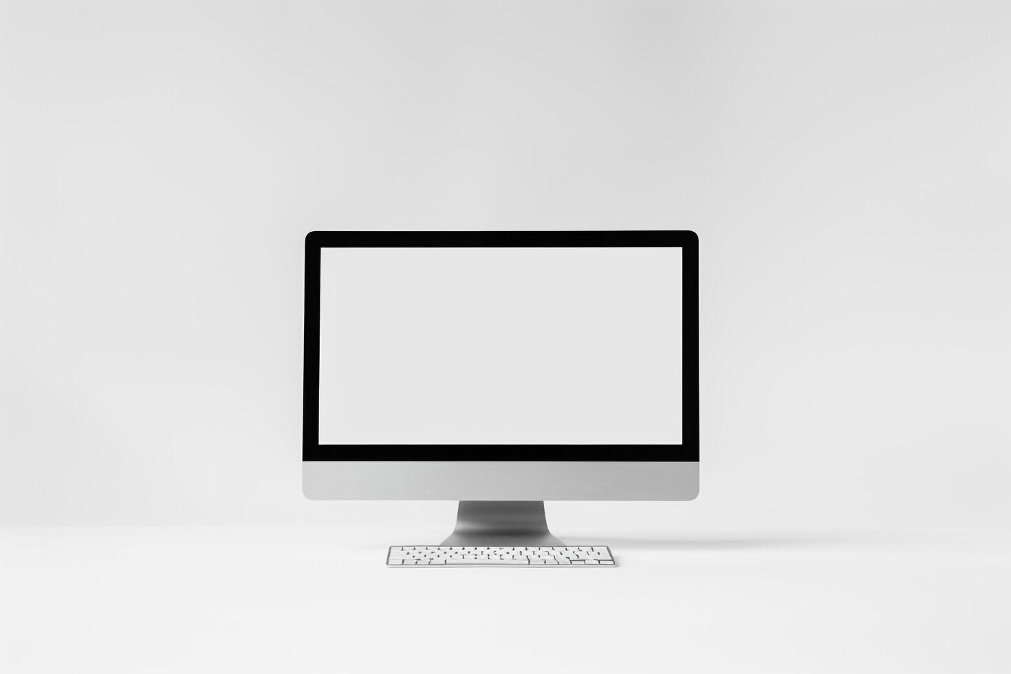 Professional Desktop Computer Mockup with High Tech  Background photo