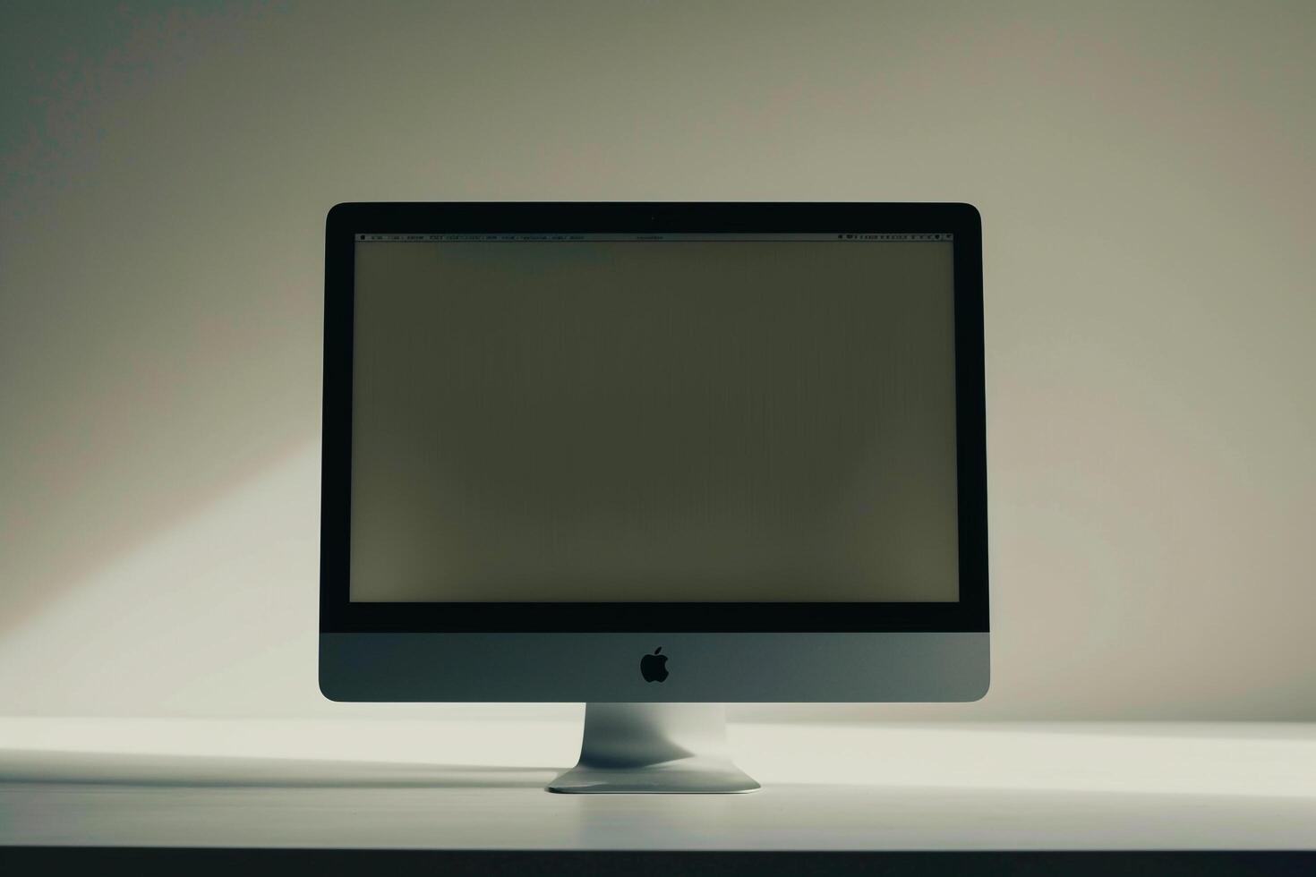 Desktop Computer Mockup with  Tech Background photo
