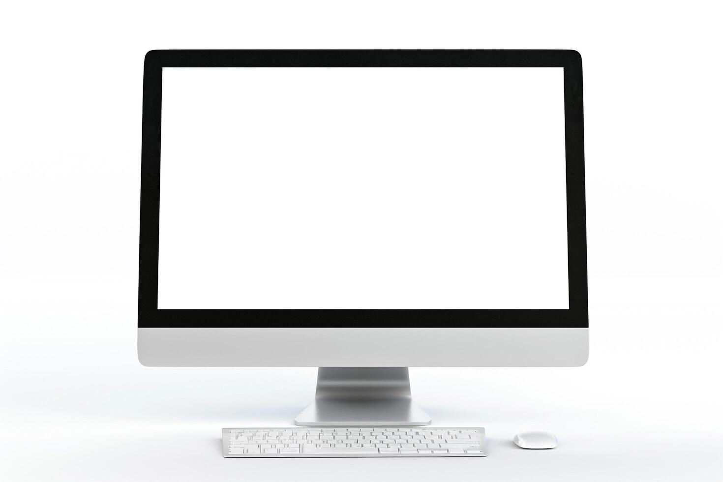 Desktop Computer Mockup with High Tech Professional Background photo