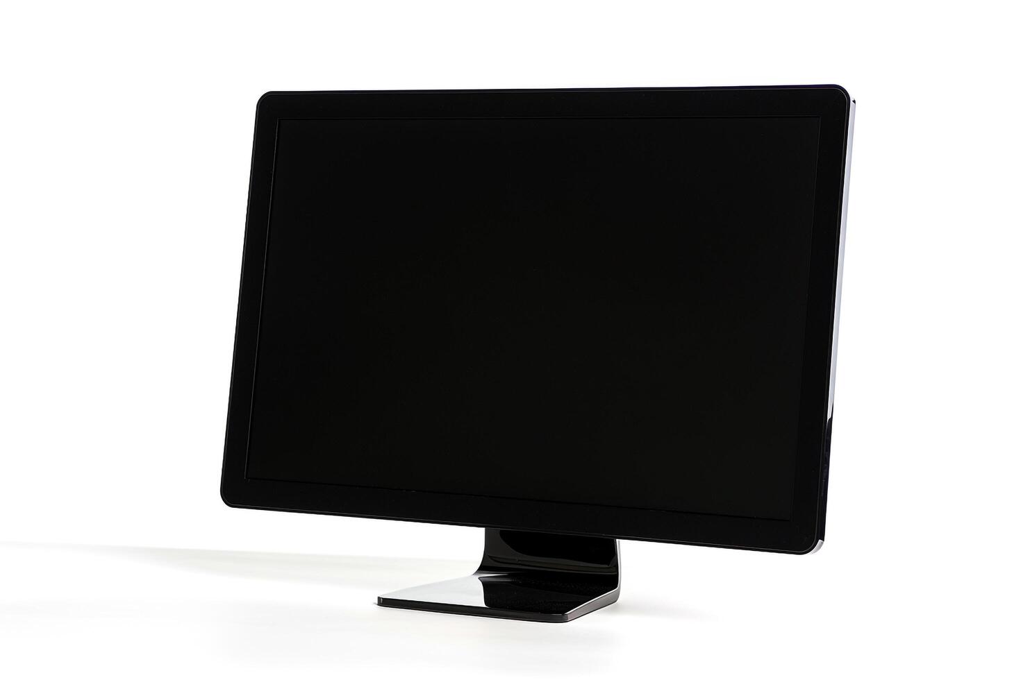 Desktop Computer Mockup with  High Tech Background photo