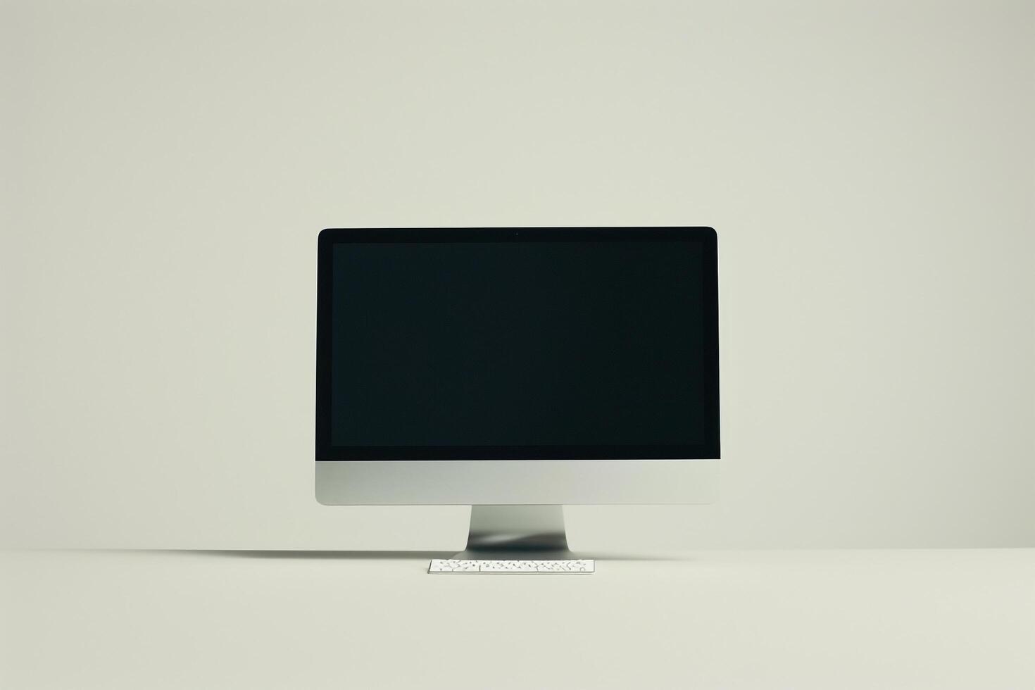 Desktop Computer Mockup with High Tech  Background photo