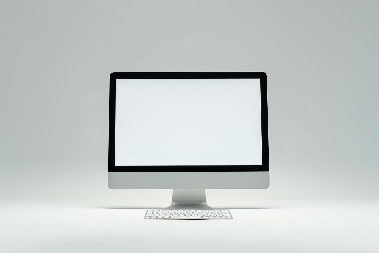 Professional Desktop Computer Mockup with  High Tech Background photo