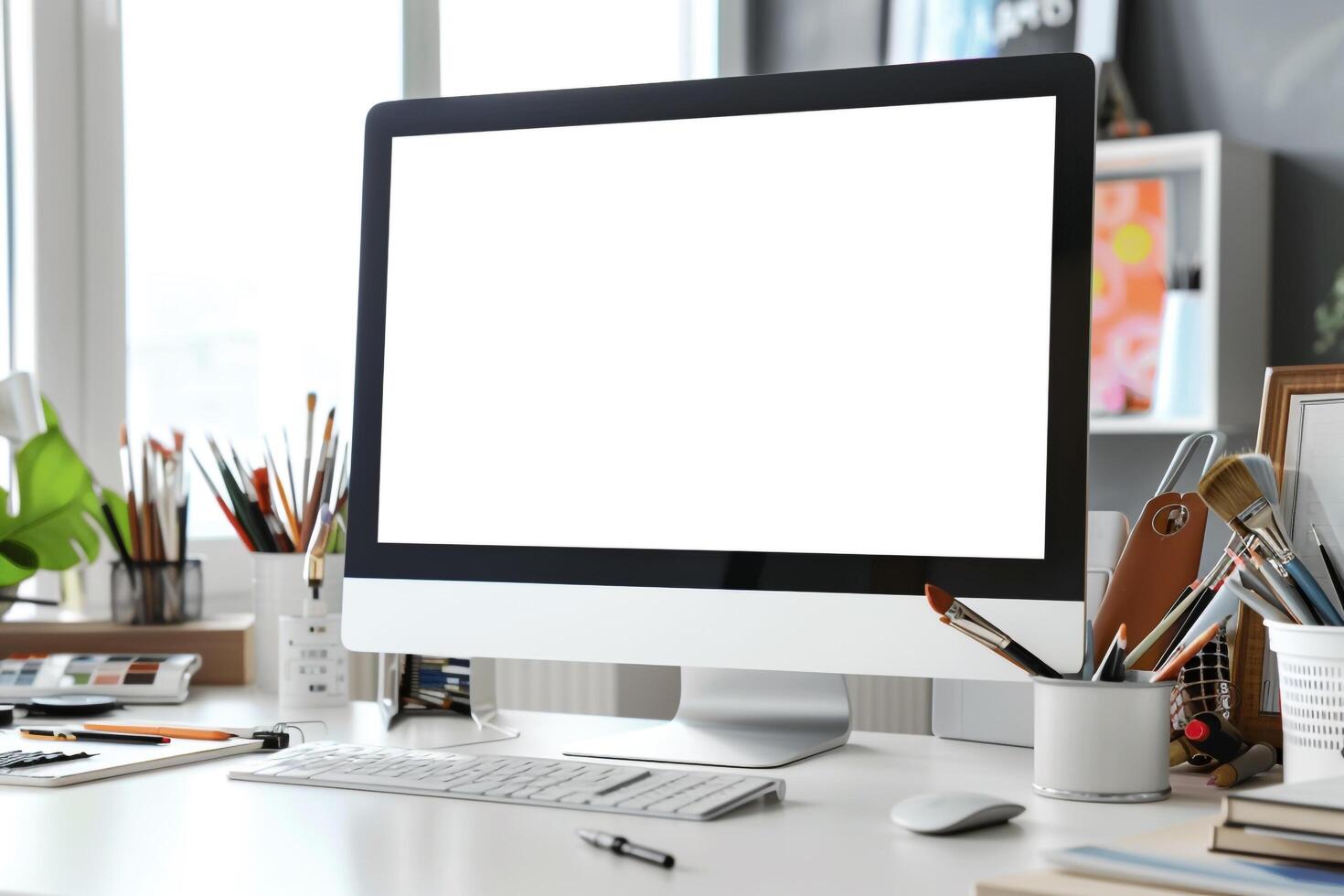 Contemporary Computer Screen Mockup Background photo