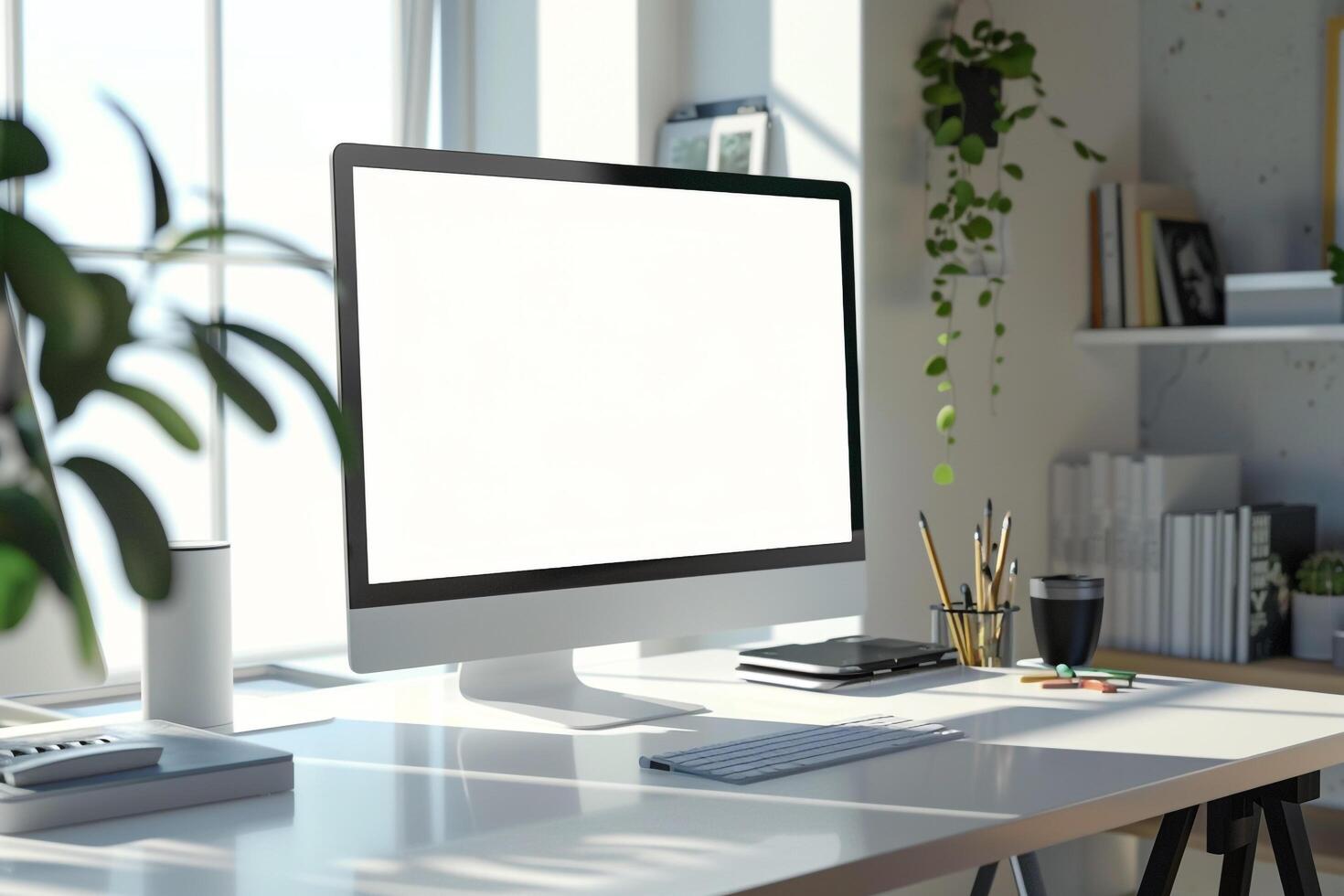 Stylish Computer Mockup Background photo
