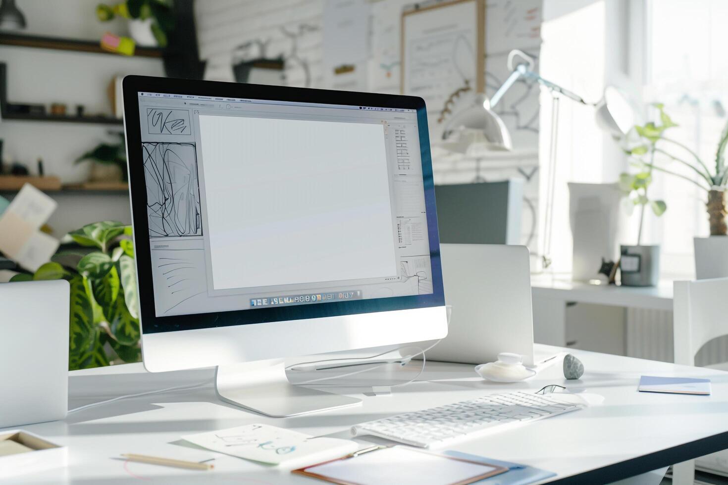Computer Mockup Background with   Design photo