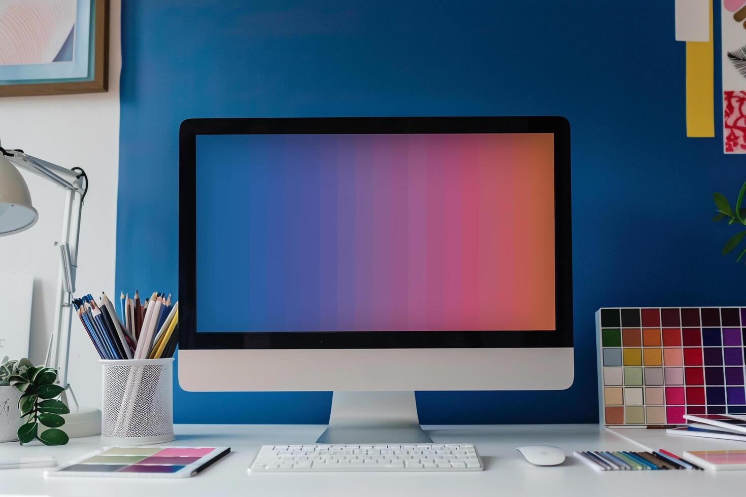 Computer Mockup Background with Advanced Features photo