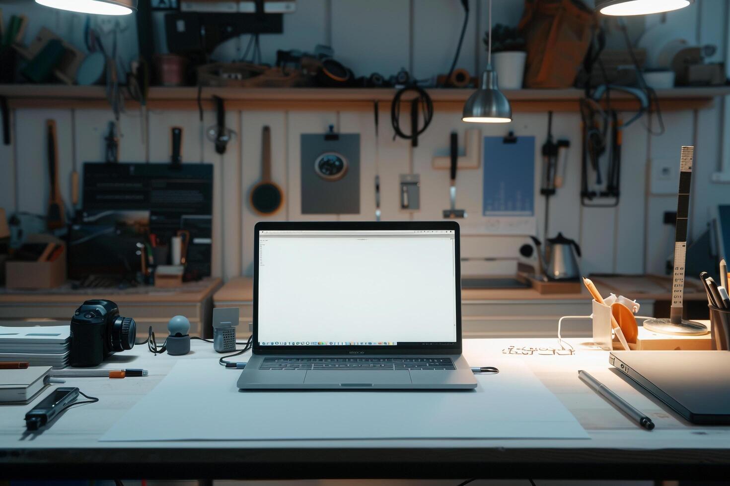 Professional Laptop Mockup with Stylish Background photo