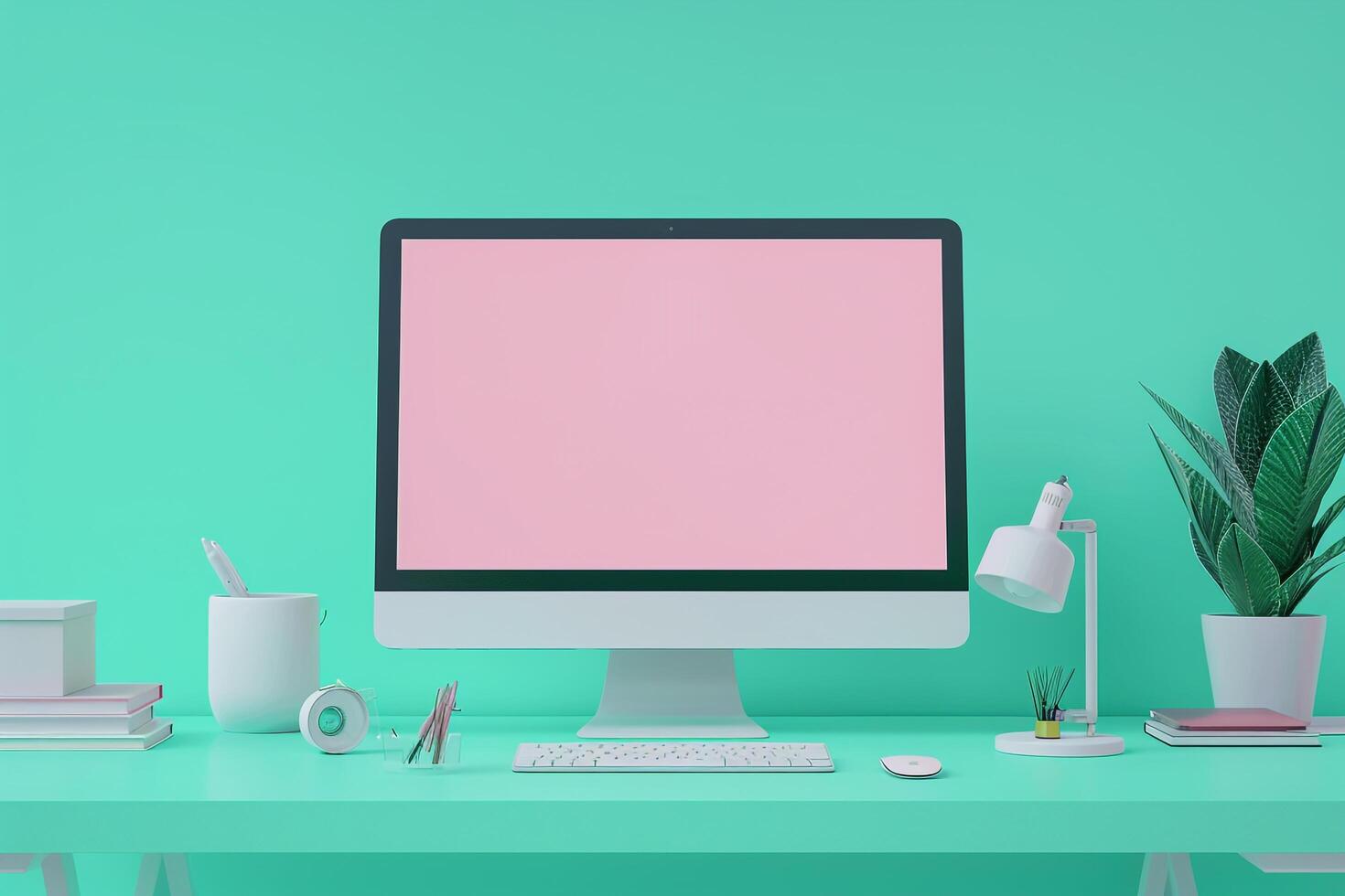 Computer Monitor Mockup Screen with High Tech  Design photo