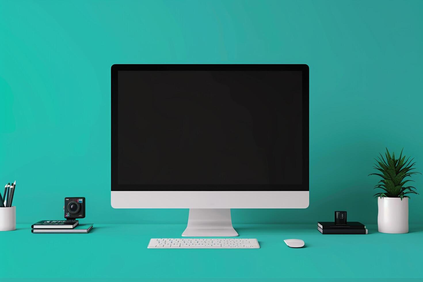 Advanced Computer Monitor Mockup with  Screen Background photo