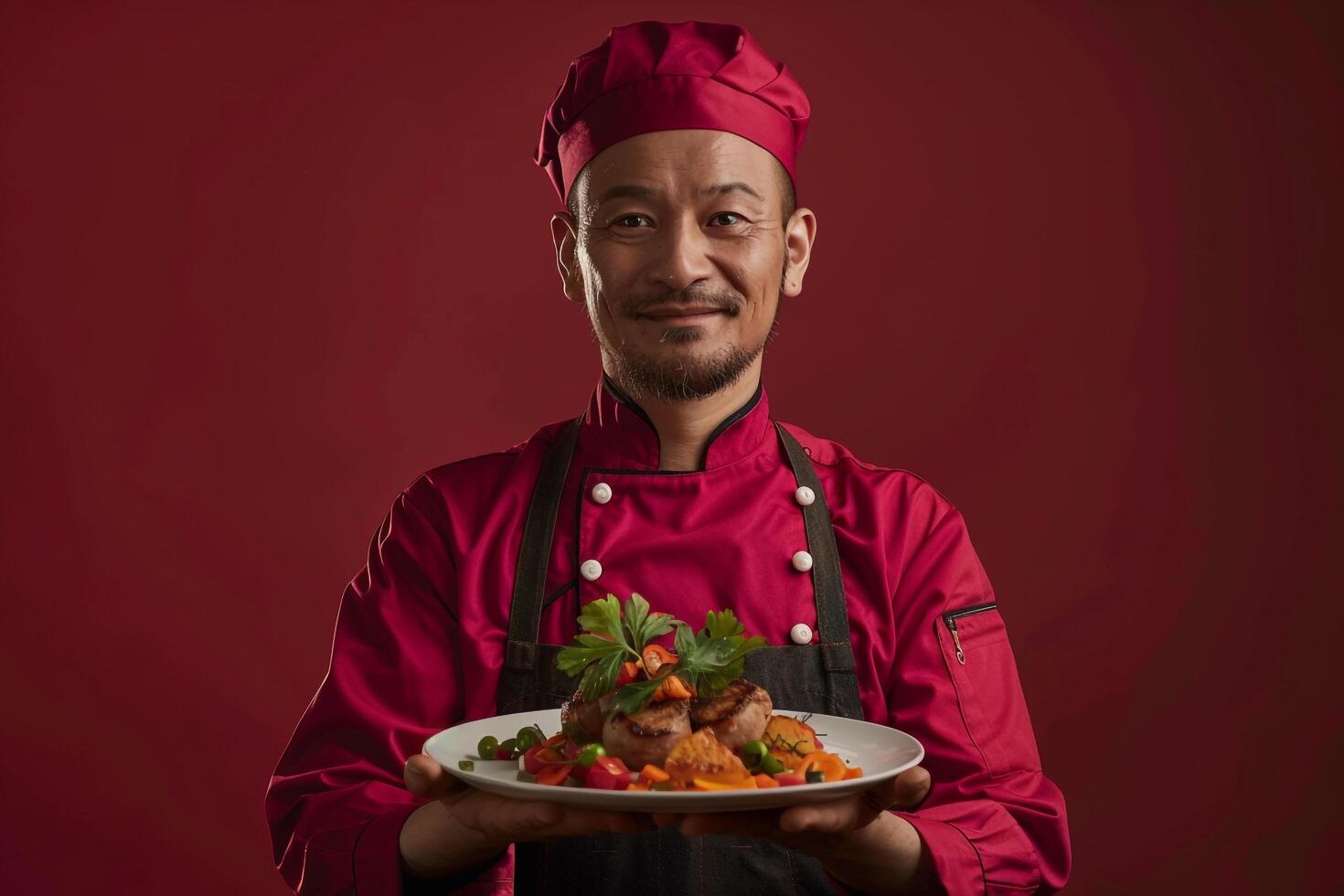 Chef Hing Dish in  Kitchen Background photo