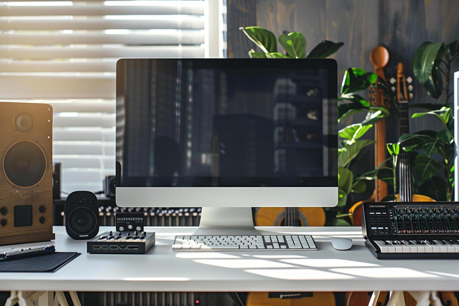 Computer Mockup Background  Tech Desk photo