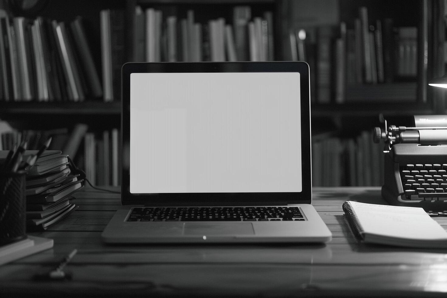 Laptop Mockup displaying a blank document on a  screen Background photo