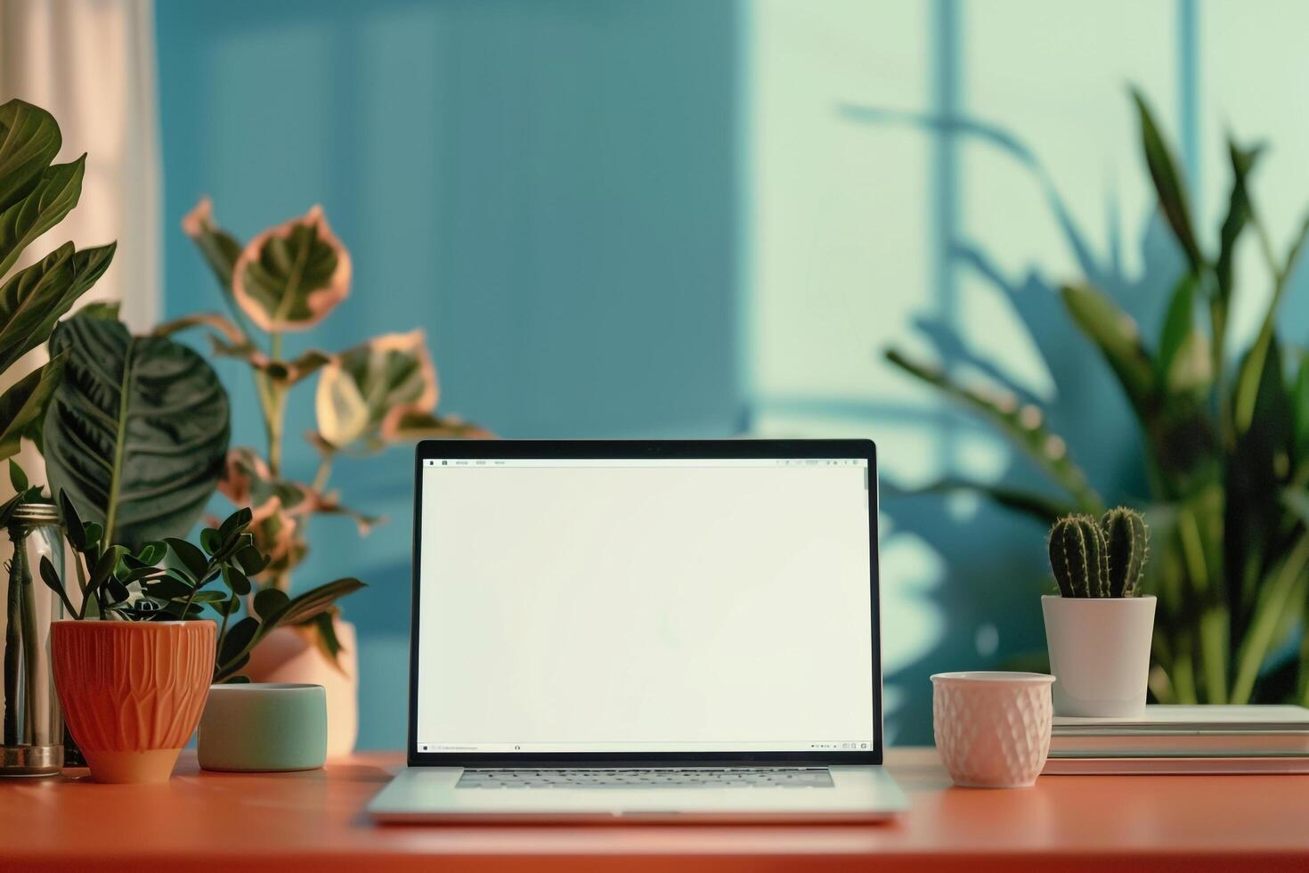 Laptop Mockup with a Professional Background for Technology Presentations photo