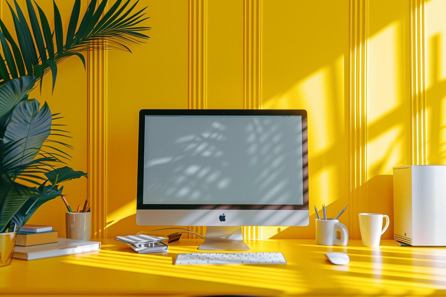 Desktop Computer Mockup with a  Background for Digital Product Demonstrations photo