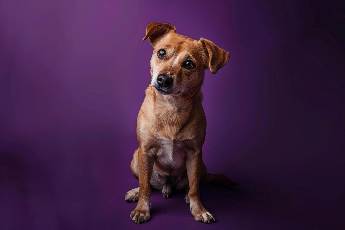Dog Sitting Gracefully in a Neutral and Sophisticated Background for High End Pet Portraits Background photo
