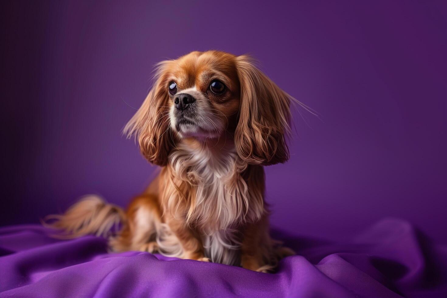 Dog Sitting Gracefully in a Tranquil Background Exhibiting  Posture and Calm Behavior photo