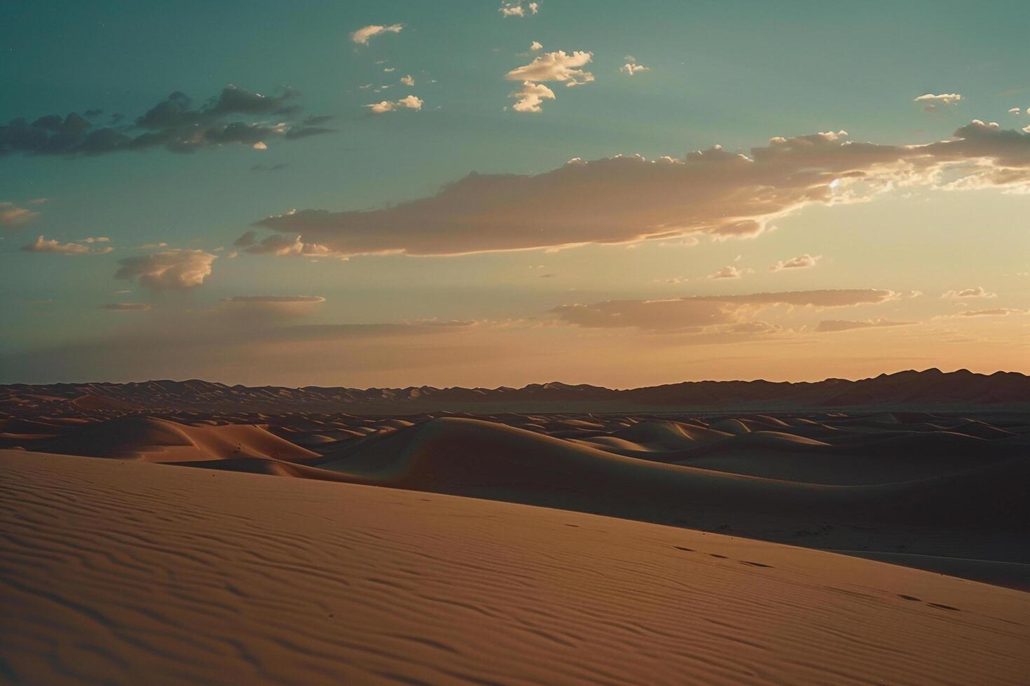 Panoramic Desert Dunes Reaching to the Distant Horizon with a  Sky for Nature graphy Background photo