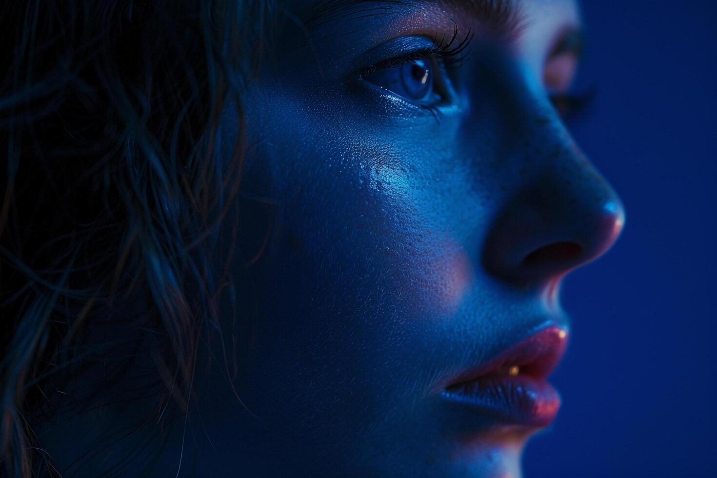 Background with Dramatic Single Light Source on Face Intense and ed Portrait photo
