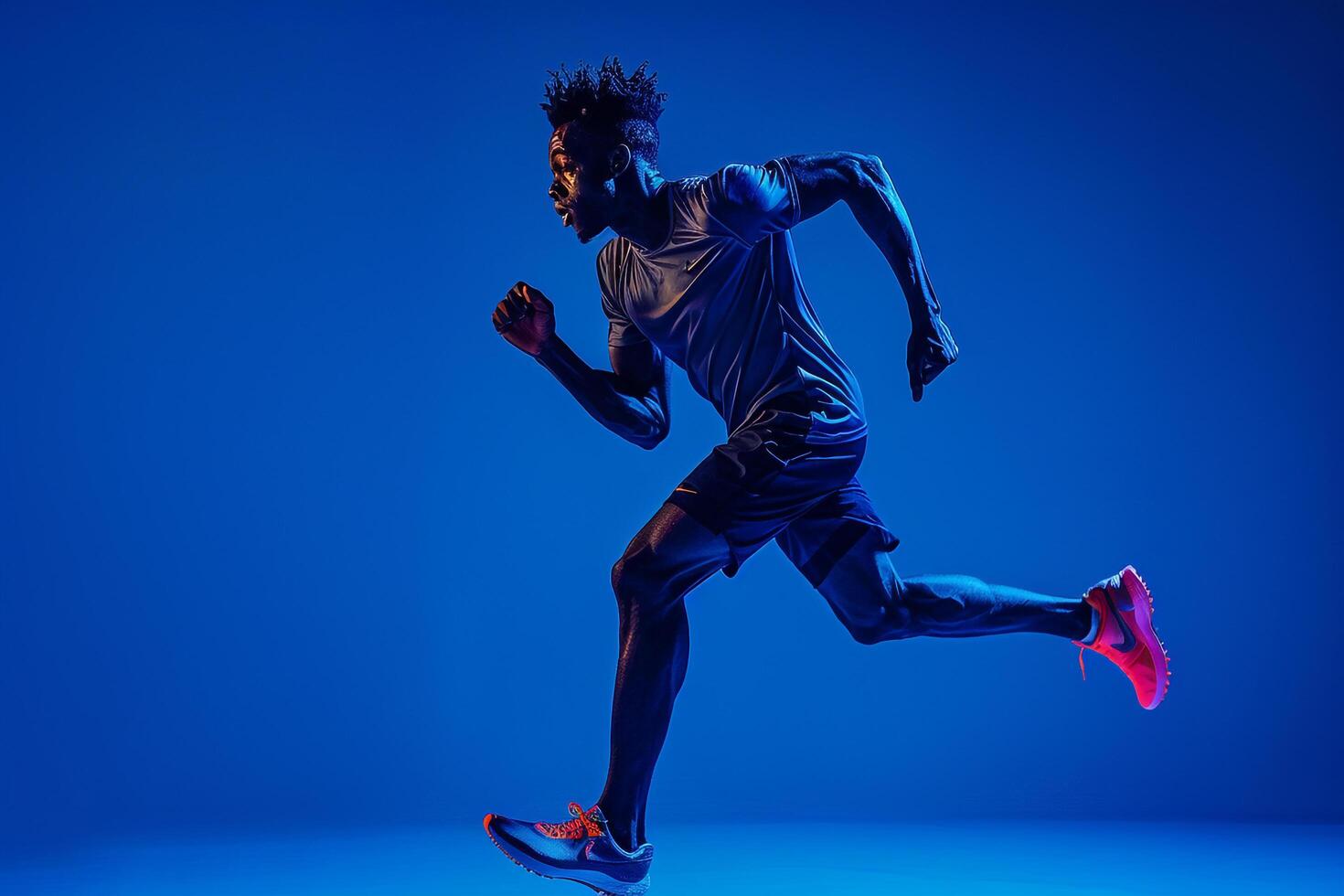 Studio Portrait of Athlete in Action with Intense Dynamic Performance photo