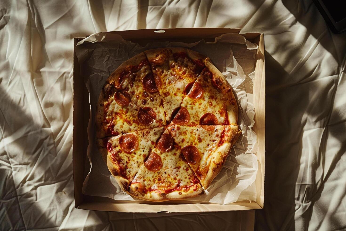 Overhead Pizza Food Background Featuring  and Flavorful Ingredients photo