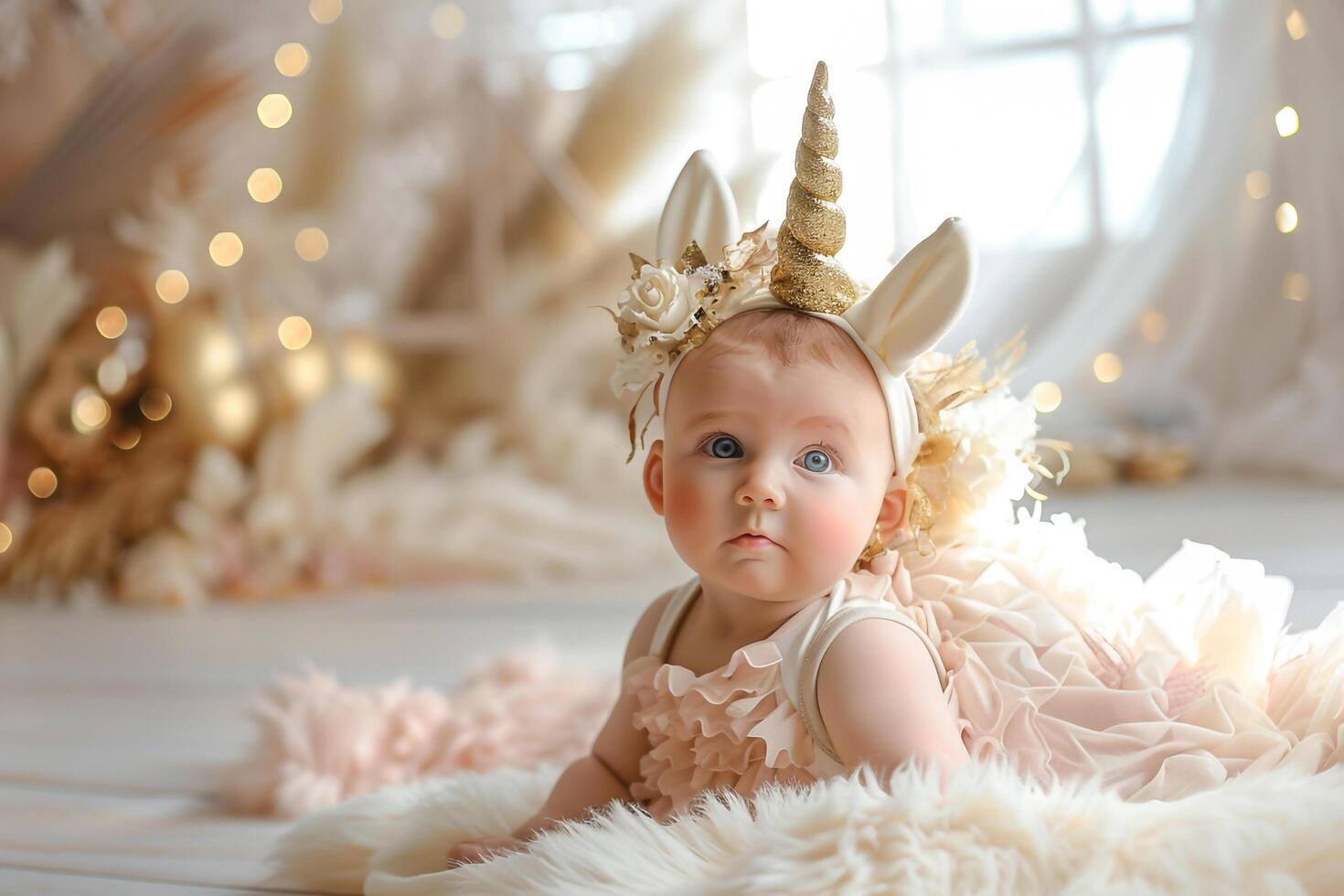 Baby Dressed in Unicorn Horn Costume with Magical and Adorable Flair photo
