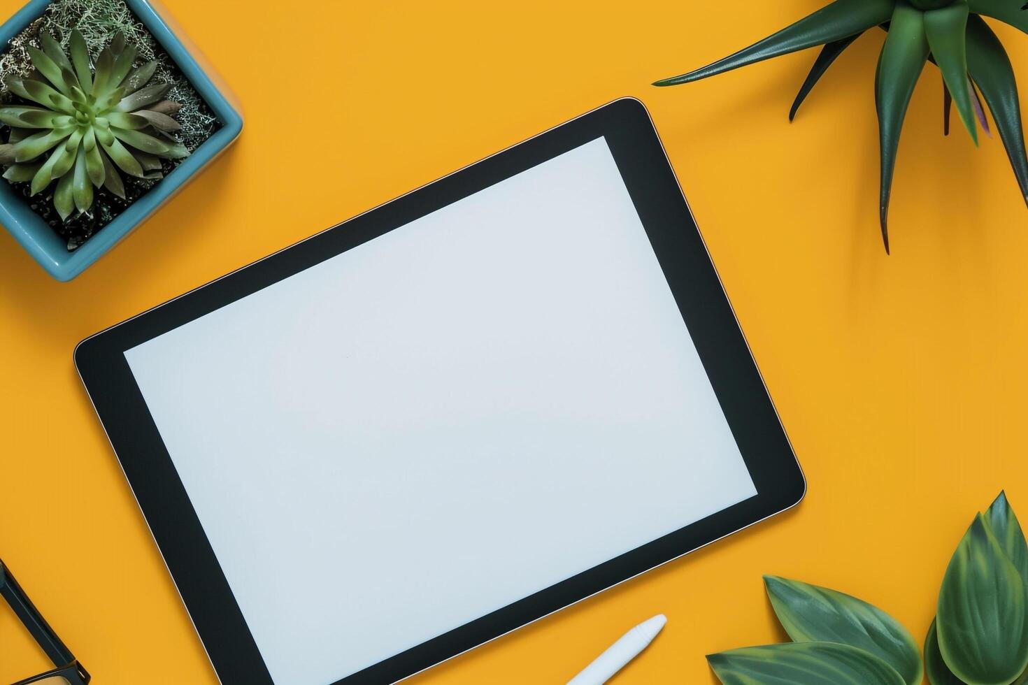 Tablet screen mockup with   background ing on  tech aesthetics and user friendly features background photo