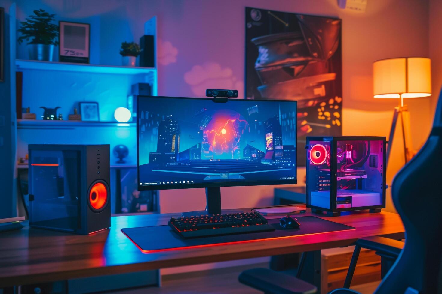 Gaming Desktop Computer Mockup High Tech Design photo