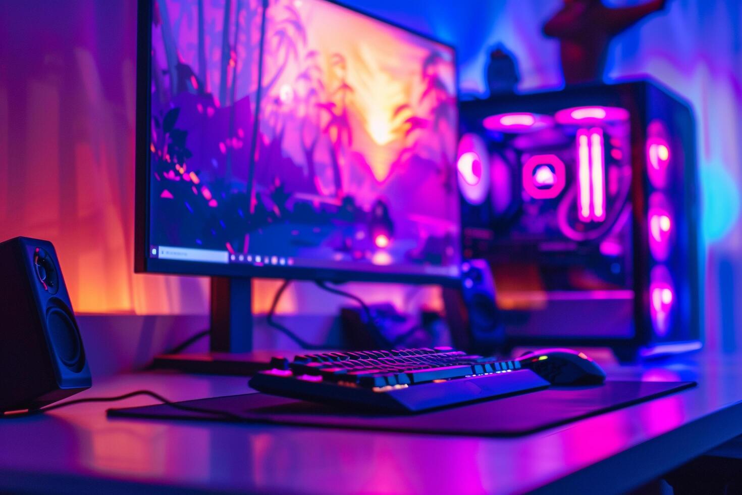 Gaming Desktop Computer Mockup High Tech photo