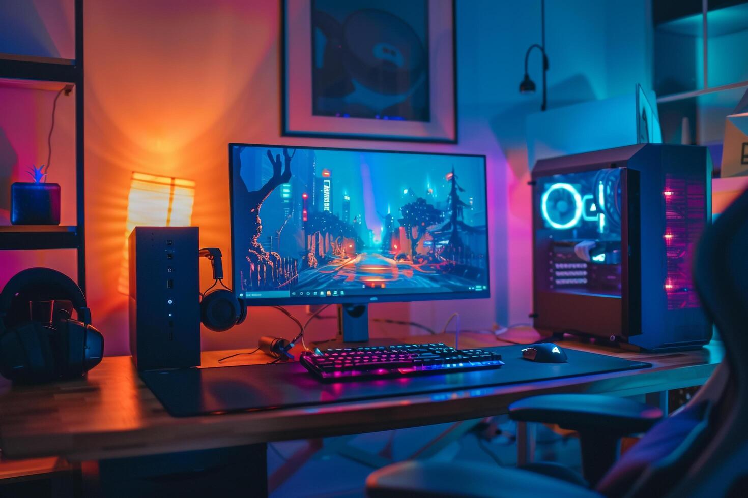 Gaming Desktop Computer Mockup Innovative Tech and Advanced Setup photo