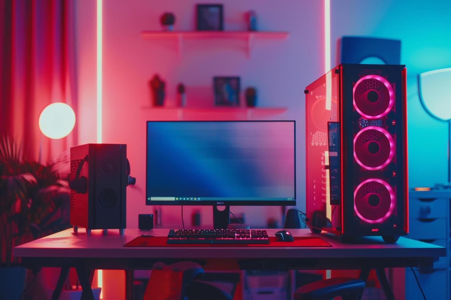 Gaming Desktop Computer Mockup Cutting Edge  Tech photo