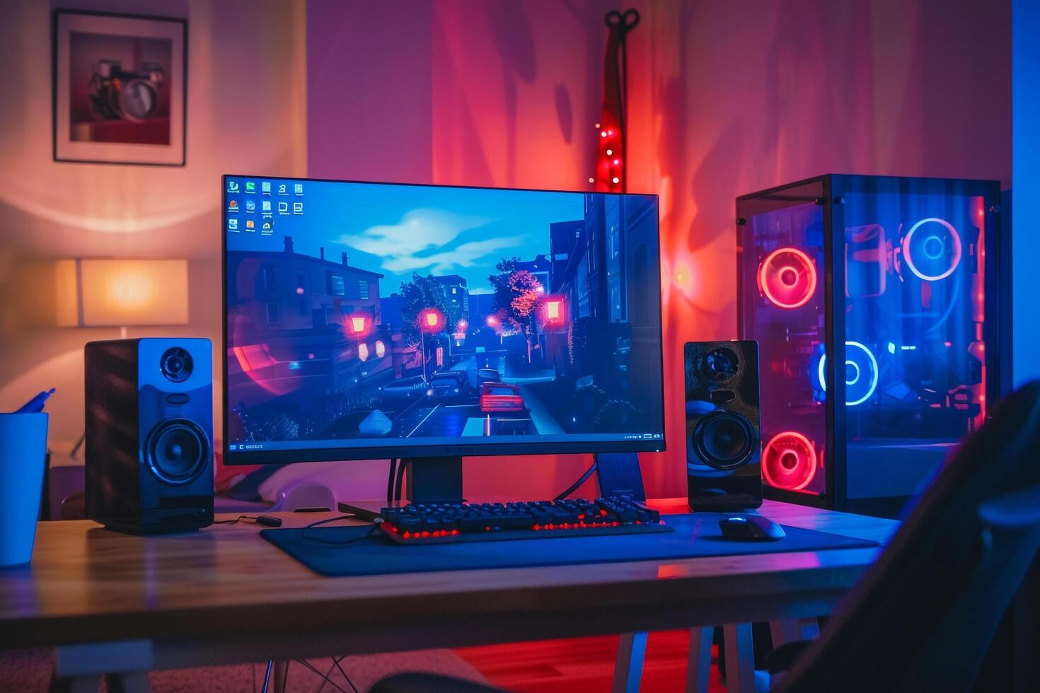 Gaming Desktop Computer Mockup High Tech  Design photo