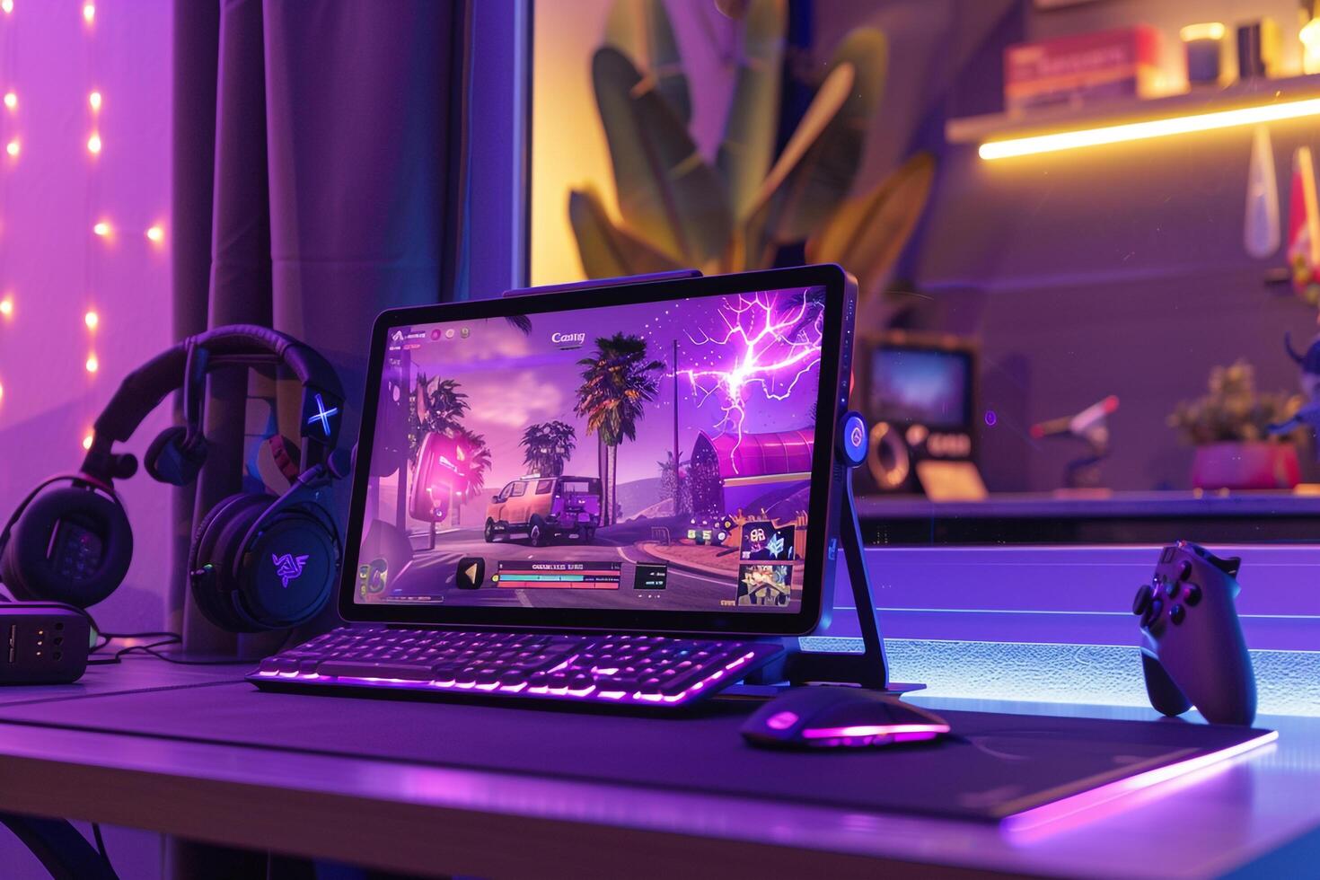 Gaming Tablet Mockup High Tech Visuals and  Design photo