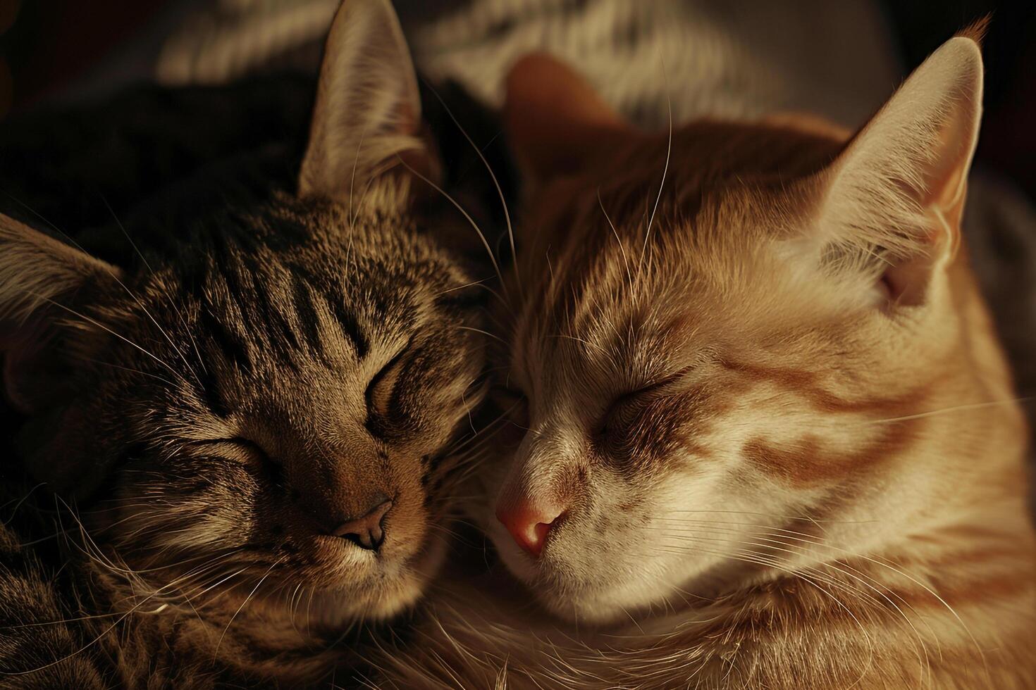Two Cats Nuzzling Affectionate and Cozy Background photo