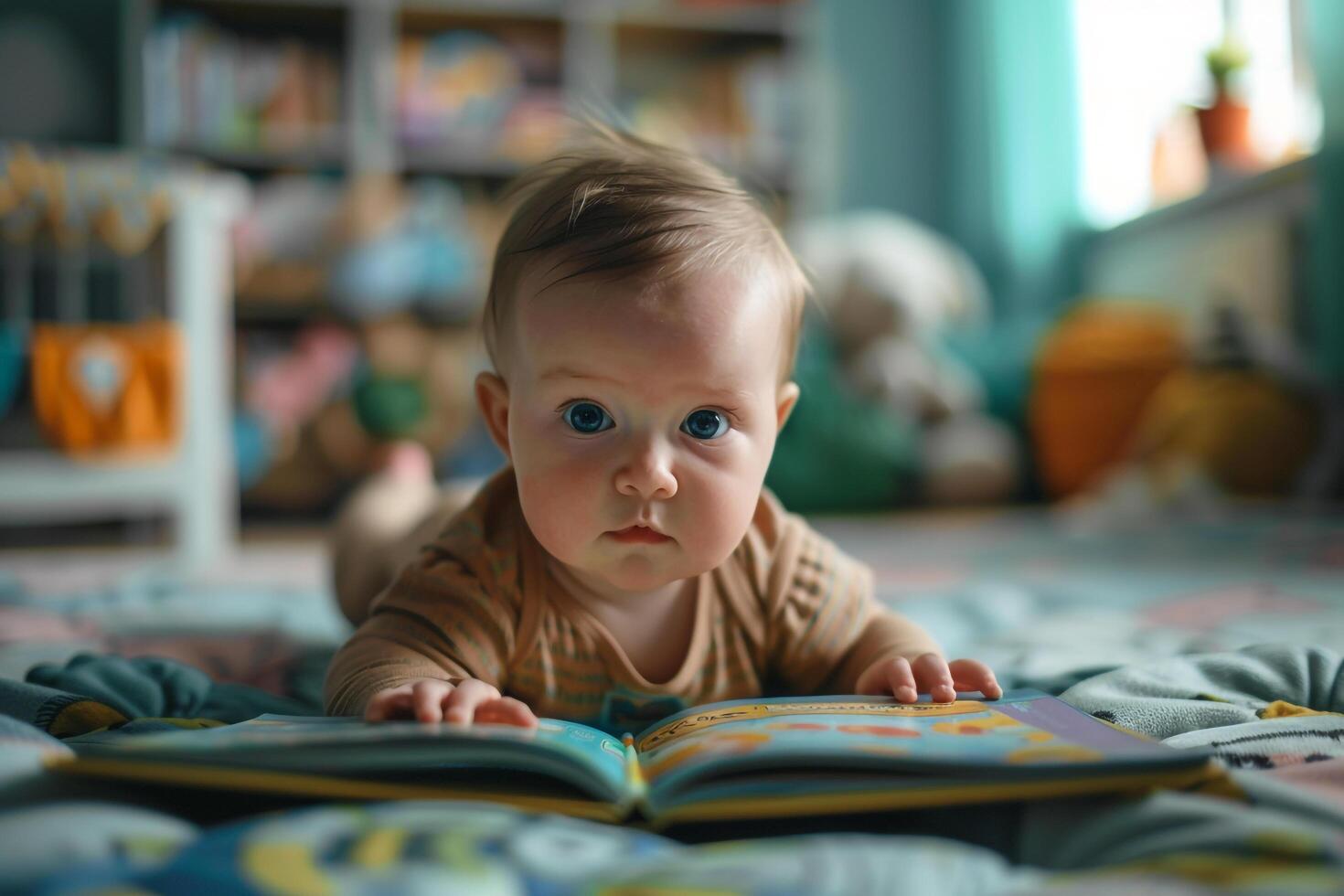 Baby Reading Board Books Engaging and Educational Background photo